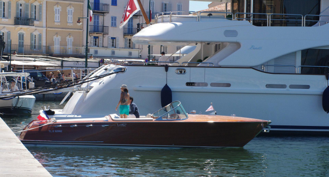 With the tender to St Tropez